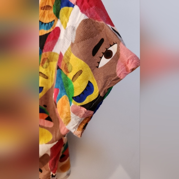 OGE AJIBE‎ M multicoloured abstract faces wearable art Canadian Rayon Picasso - Picture 14 of 16